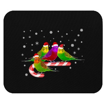 Discover Santa Claus Budgies on Christmas Candy Cane Mouse Pads