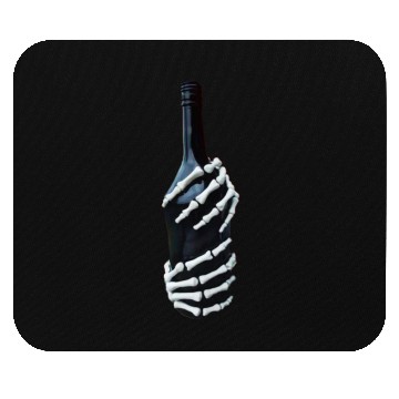 Discover Halloween Skeleton Hand holds wine Bottle Minimal Mouse Pads