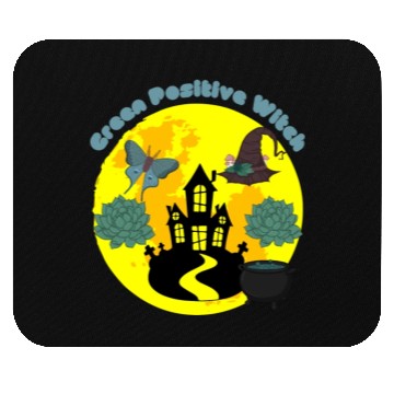Discover Halloween Green Positive Witch Hat Mouse Pads