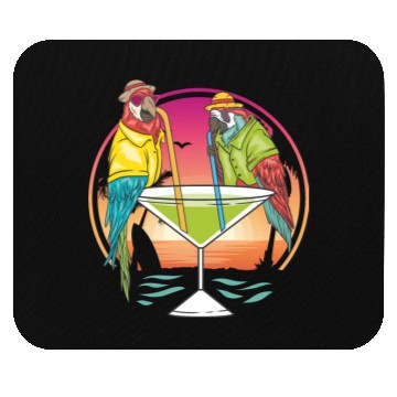 Discover Parrots Drinking Margarita Hawaiian Birds Gift Mouse Pads