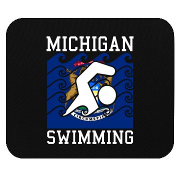 Discover Michigan Flag Swimming Team Swim Swimmer US State Mouse Pads