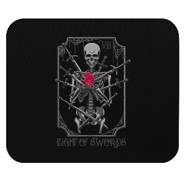 Discover 8 of Swords Tarot Card Skeleton Witchy Pagan Mouse Pads