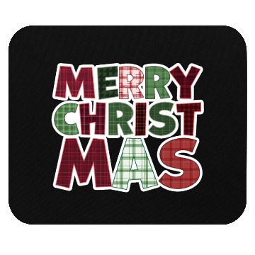Discover Merry Christmas Motif Plaid Pattern Mouse Pads