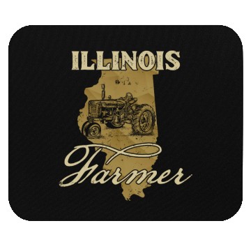 Discover Illinois Farmer Tractor Lover State Map Farming Lo Mouse Pads