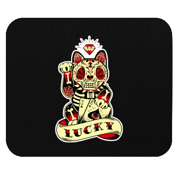 Discover lucky cat Skull Candy Mouse Pads