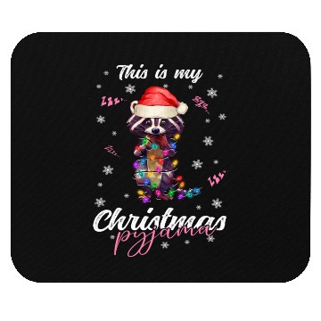 Discover Winter Christmas Pyjama Raccoon Mouse Pads