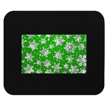 Discover Modern Snowflakes Pattern Green Mouse Pads