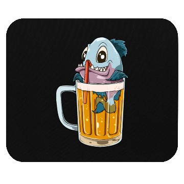 Discover Funny Fish Drinking Beer Mouse Pads