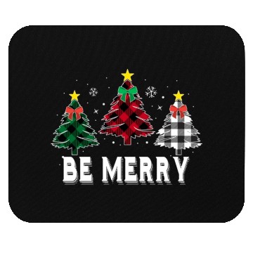 Discover Be Merry Christmas Tree Buffalo Plaid Family Match Mouse Pads
