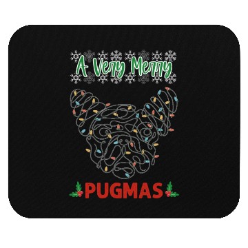 Discover cute christmas pug christmas lights face Mouse Pads