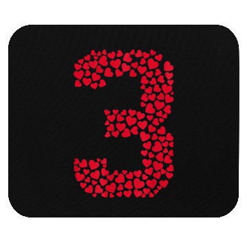 Discover Number 3 Hearts Shaped 3rd Birthday Valentine Day Mouse Pads