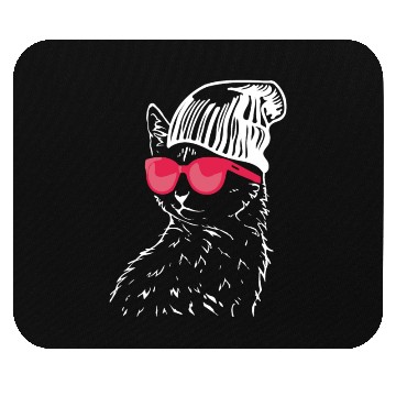 Discover Funny Cat with Red Sunglasses Mouse Pads