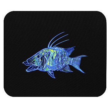Discover Neon blue green hogfish - funky fish designs Mouse Pads