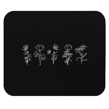 Discover Modern Minimalist Wildflowers Line Art Mouse Pads