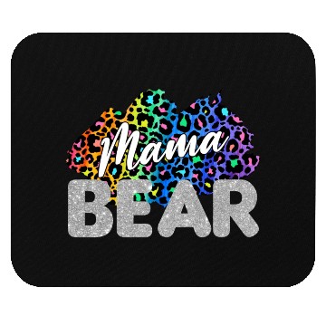 Discover Mama Bear Leopard Silver Glitter Mouse Pads