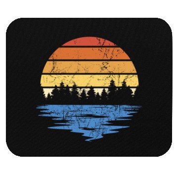 Discover RETRO FOREST WITH LAKE IN SUNSET VINTAGE Mouse Pads