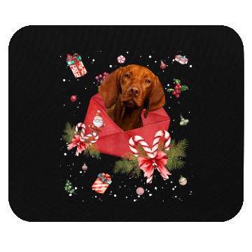 Discover Vizsla Dog In Christmas Card Ornament Pajama Xmas Mouse Pads