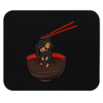 Discover Dachshund Dipping Noodles Mouse Pads