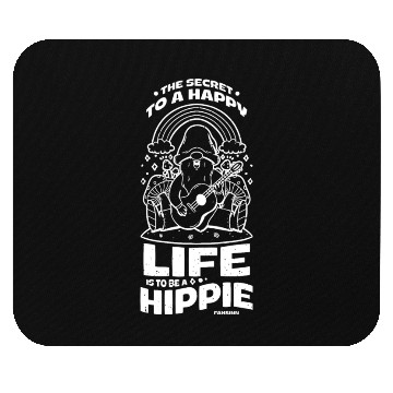 Discover Rainbow dwarf hippie mushroom guitar Mouse Pads