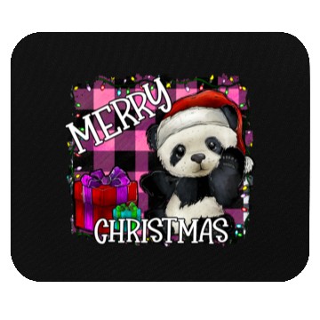 Discover merry Christmas panda Mouse Pads