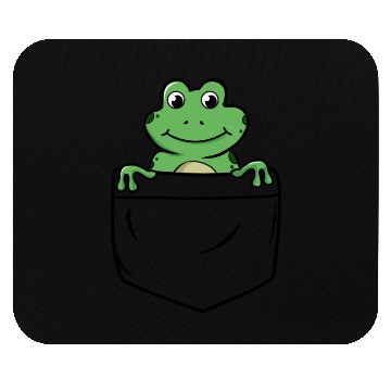 Discover Happy Little Green Frog in the Pocket Funny Animal Mouse Pads