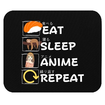 Discover Eat Sleep Anime Repeat Mouse Pads, Anime Manga