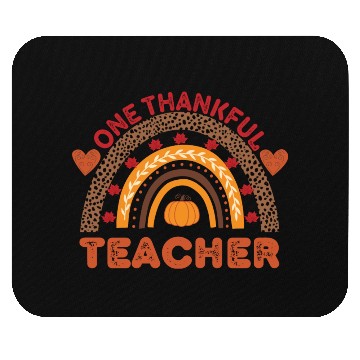 Discover One Thankful Teacher Thanksgiving Rainbow Leopard Mouse Pads