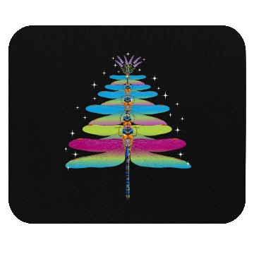 Discover Dragonfly Christmas Tree Funny Insects Lover Xmas Mouse Pads