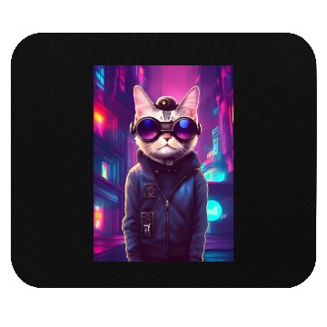 Discover Techno Cat In Japan Neon City Mouse Pads