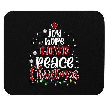 Discover Joy Hope Love Peace Christmas Red Buffalo Plaid Mouse Pads