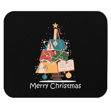 Discover Book Lover Christmas Tree Bookworm Librarian Merry Mouse Pads