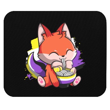 Discover Nonbinary Pride Kawaii Fox Ramen Noodles Non Binar Mouse Pads