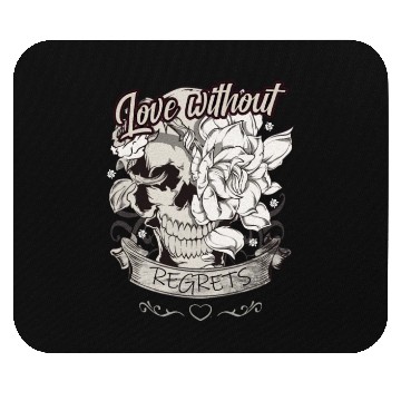 Discover Love With No Regrets Skull With Roses Gift Mouse Pads