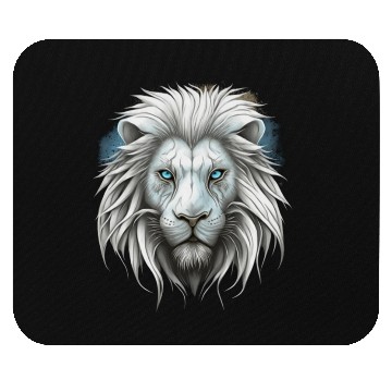 Discover Lion, White Lion Mouse Pads