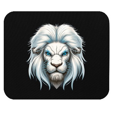 Discover Lion, White Lion Mouse Pads