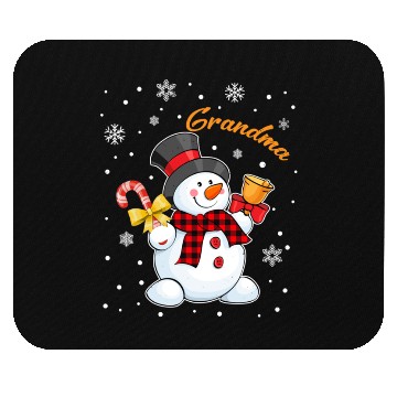 Discover Grandma Snowman Candy Cane Christmas Red Plaid Mouse Pads