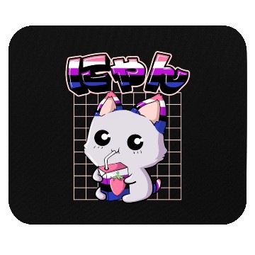 Discover Genderfluid Pride Kawaii Cat Strawberry Milk Mouse Pads