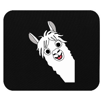 Discover Laughing alpaca comic lama in white with big eyes Mouse Pads