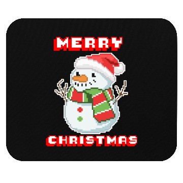 Discover Merry Christmas I Xmas I 8 Bit Pixelated Snowman Mouse Pads