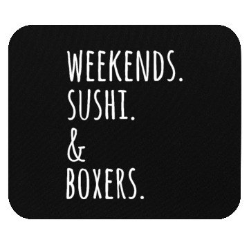 Discover Weekends Sushi And Boxer Dogs Mouse Pads