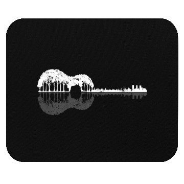 Discover Lake with guitar reflection - guitar lover Mouse Pads
