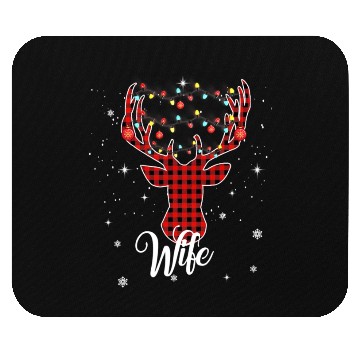 Discover Christmas Pajamas Buffalo Plaid Deer Lights Wife Mouse Pads