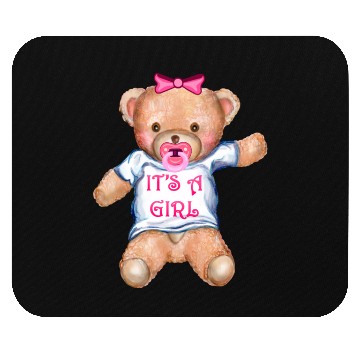 Discover It's A Girl Teddy Bear with Pacifier Mouse Pads