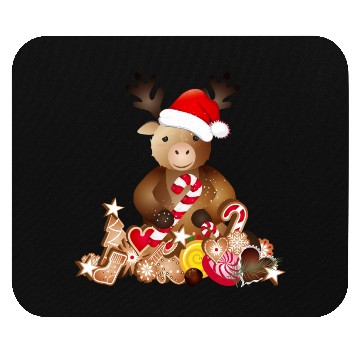 Discover cute reindeer for christmas with santa hat Mouse Pads