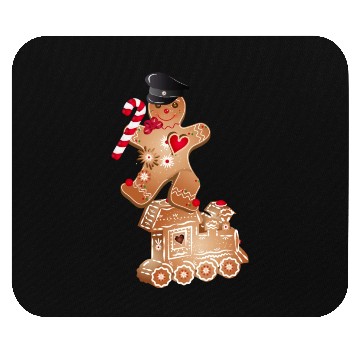 Discover Gingerbread man as engine driver on the locomotive Mouse Pads
