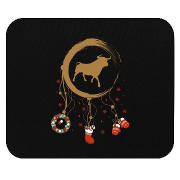 Discover Winter dreamcatcher Christmas Bull Mouse Pads