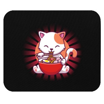 Discover Cat Eating Ramen Mouse Pads