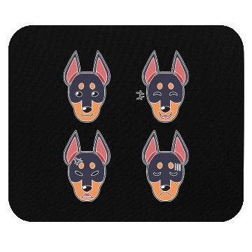 Discover Funny Doberman Dog Cartoon Face Mouse Pads