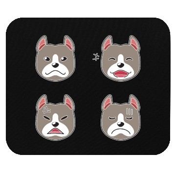 Discover Funny Pitbull Terrier Dog Cartoon Faces Mouse Pads