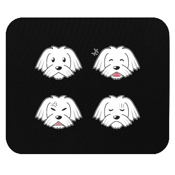 Discover Funny Maltese Dog Cartoon Faces Mouse Pads
